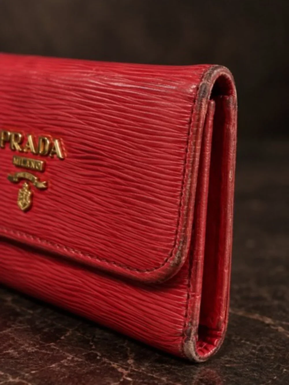 Prada red leather